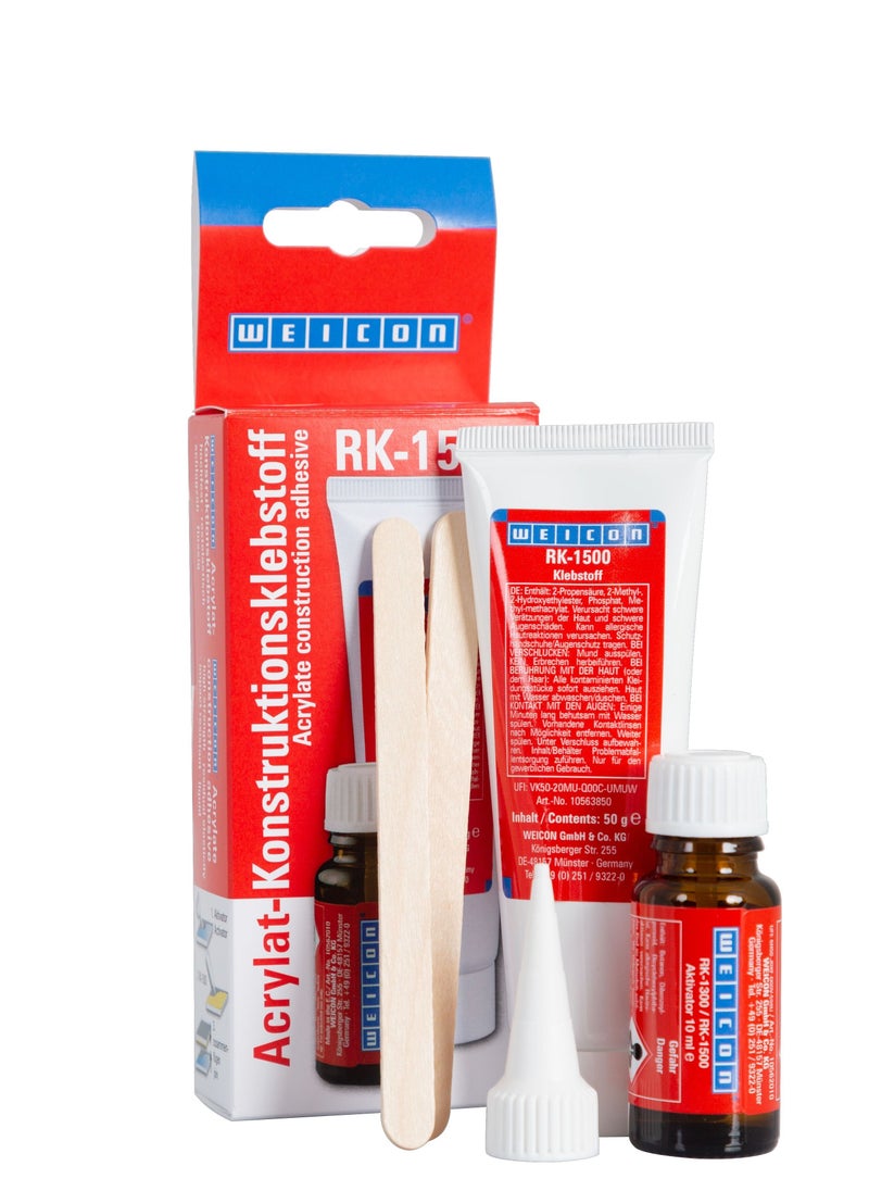 Weicon - RK-1500 Acrylate Structural Adhesive | 60 gram | Transparent | With activator - Image 1