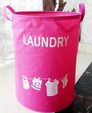 Homies International European Style Round Shape Foldable Open Laundry Storage Bag Size Large Dimension 56 L 35 D cm Colour Pink - Image 2
