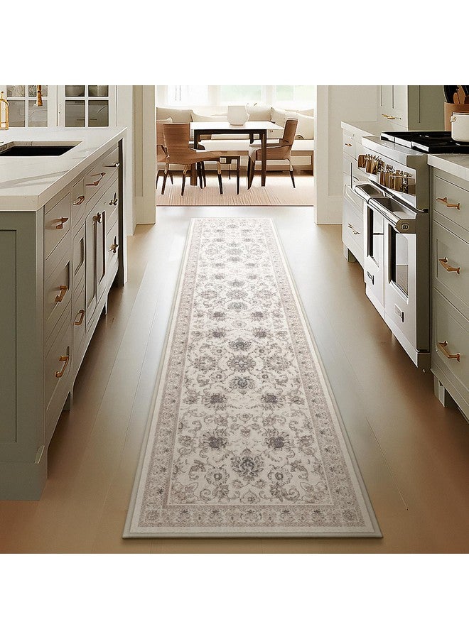 فانتوسكوب سجادة Phantoscope Hallway Runner مقاس 2 × 10 أقدام - سجادة طويلة قابلة للغسل وغير قابلة للانزلاق للمطبخ ومدخل غرفة النوم وغرفة الغسيل، سجادة رقيقة للغاية بتصميم عتيق عتيق، بيج/محايد - Image 3