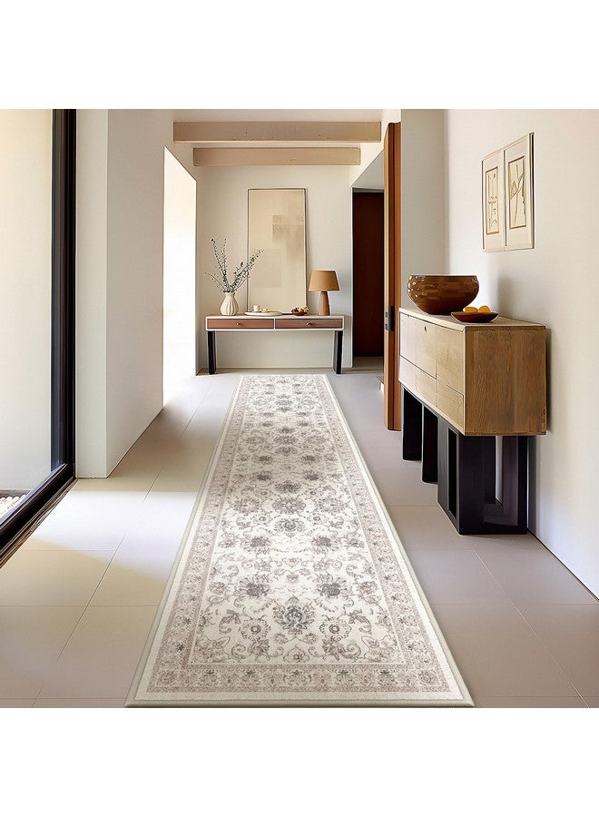 فانتوسكوب سجادة Phantoscope Hallway Runner مقاس 2 × 10 أقدام - سجادة طويلة قابلة للغسل وغير قابلة للانزلاق للمطبخ ومدخل غرفة النوم وغرفة الغسيل، سجادة رقيقة للغاية بتصميم عتيق عتيق، بيج/محايد - Image 1