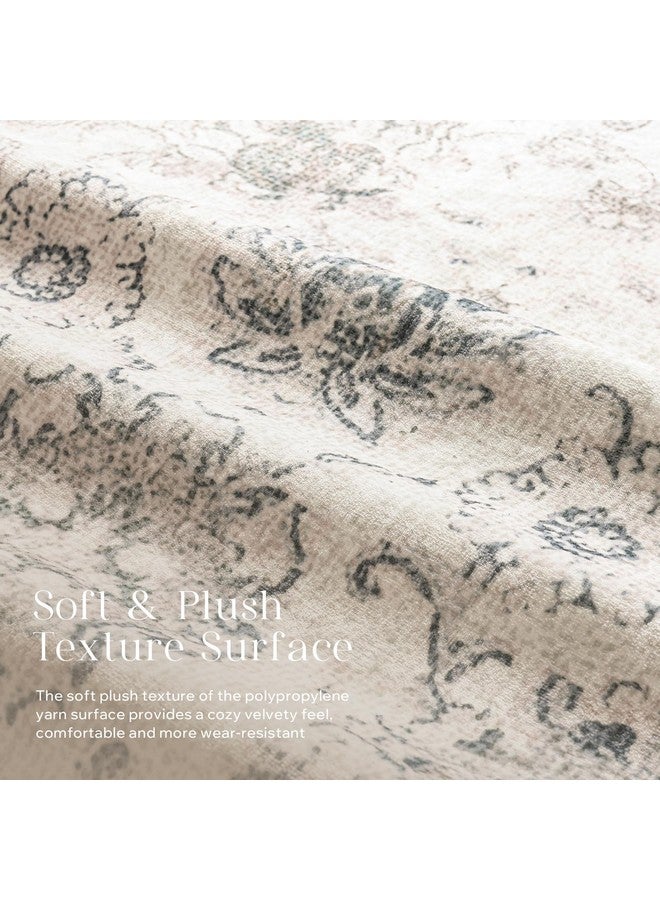 فانتوسكوب سجادة Phantoscope Hallway Runner مقاس 2 × 10 أقدام - سجادة طويلة قابلة للغسل وغير قابلة للانزلاق للمطبخ ومدخل غرفة النوم وغرفة الغسيل، سجادة رقيقة للغاية بتصميم عتيق عتيق، بيج/محايد - Image 4