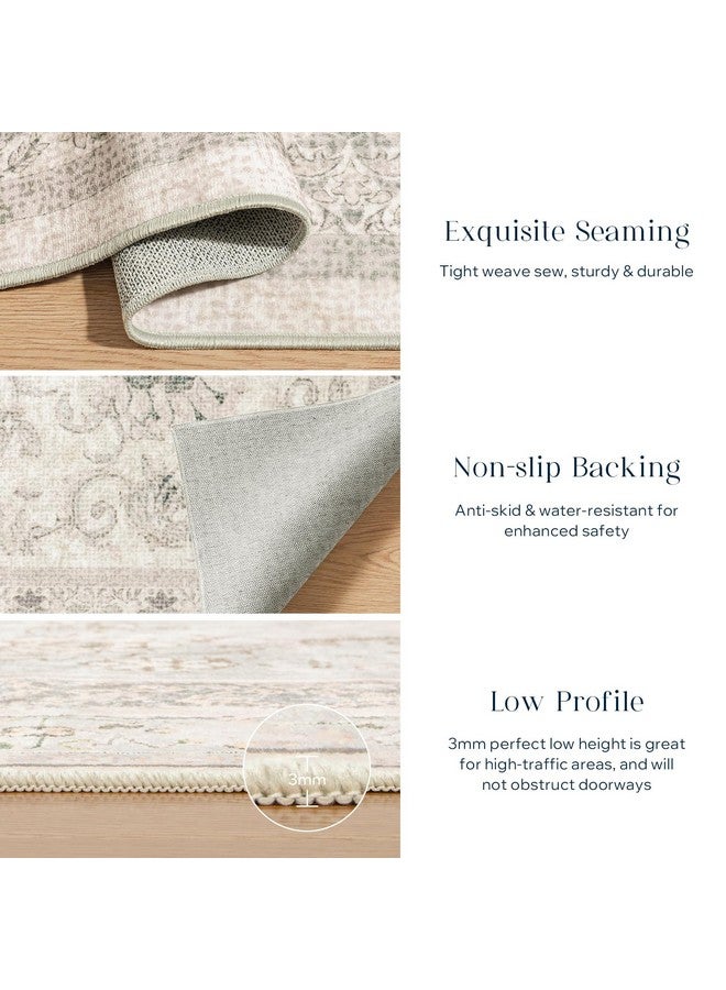 فانتوسكوب سجادة Phantoscope Hallway Runner مقاس 2 × 10 أقدام - سجادة طويلة قابلة للغسل وغير قابلة للانزلاق للمطبخ ومدخل غرفة النوم وغرفة الغسيل، سجادة رقيقة للغاية بتصميم عتيق عتيق، بيج/محايد - Image 5