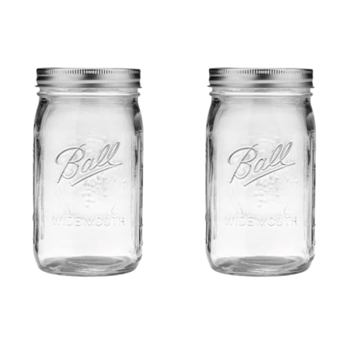 Ball Wide Mouth Glass Mason Jars with Lids and Bands, Used for Canning, Pickling, Juice, Jam, Jelly, Quart Size 32 Ounce (Pack of 2) - Image 1