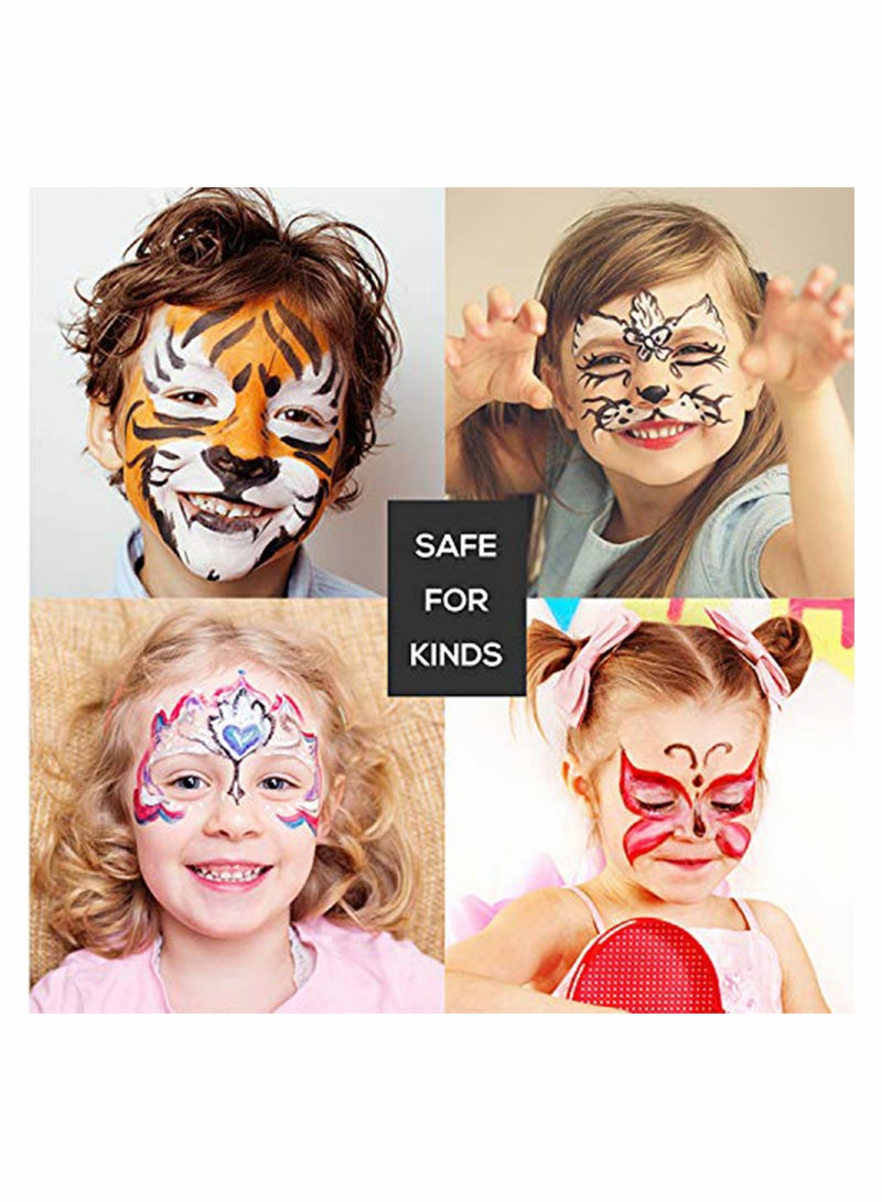 Professional 19-Color Face Paint Kit with 32 Stencil Stickers - Safe and Washable Makeup Set for Festivals, Birthday Parties, Cosplay - Multicolour Palette - Image 2