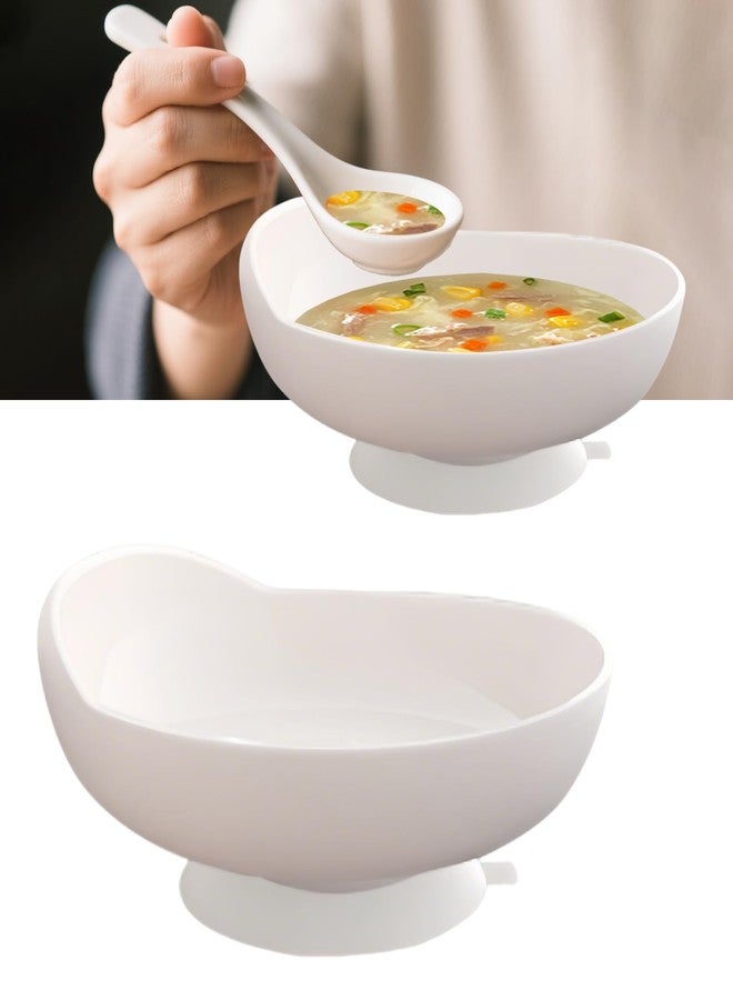 UKYCEORA Adaptive Bowl with Suction Cup on the Bottom, Suitable for Disabled People, Elderly People with Parkinson's Disease, Dementia and Tremors to Assist Eating. (White) - Image 1