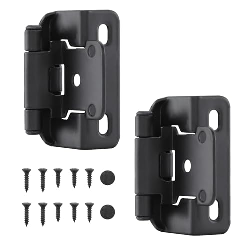 HOME MASTER HARDWARE 50 Packs (25 Pairs) 1/2" Overlay Cabinet Hinges, Self-Closing Semi Partial Wrap Kitchen Cabinet Door Hinge, Black Hinges for Kitchen/Cupboard Doors - Image 1