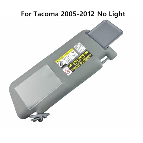 GlymXia Pair Sun Visor with Clips Compatible with 2005-2015 Toyota Tacoma, Driver & Passenger Side Sunvisor Replacement (Gray Color) Slide Extension & Mirror, Non-Illuminated, Replaces 74320-04181-B1 - Image 3