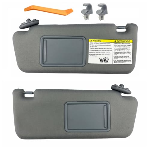 GlymXia Pair Sun Visor with Clips Compatible with 2005-2015 Toyota Tacoma, Driver & Passenger Side Sunvisor Replacement (Gray Color) Slide Extension & Mirror, Non-Illuminated, Replaces 74320-04181-B1 - Image 1