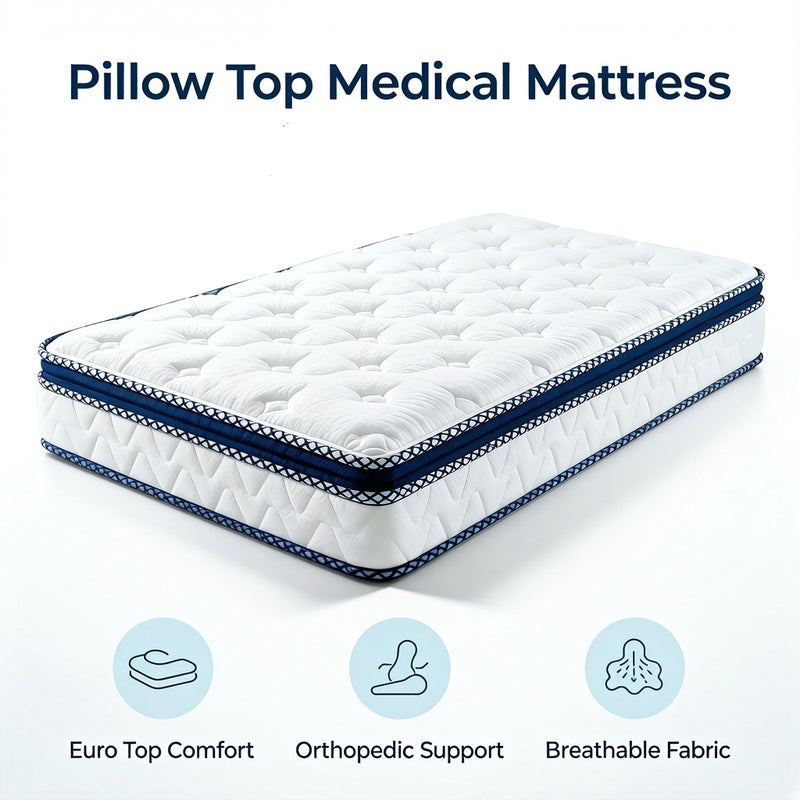 Celine Pillow Top Medical Mattress | Orthopedic Rebonded Foam Mattress for Back Pain Relief | Double (140 x 190 cm) | Thickness (30 cm) - Image 2