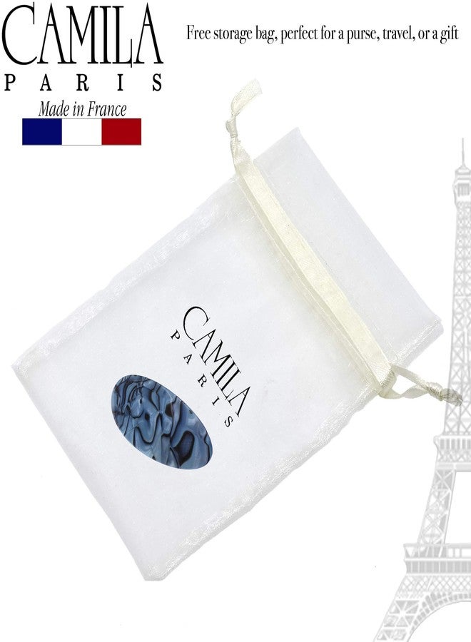 Camila Paris CP2984 French Hair Barrette Clip Handmade Oval Blue, Strong Hold Grip Hair Clips for Women, No Slip Rubberized Metal Closure, Durable Styling Girls Hair Accessories, Made in France - Image 5