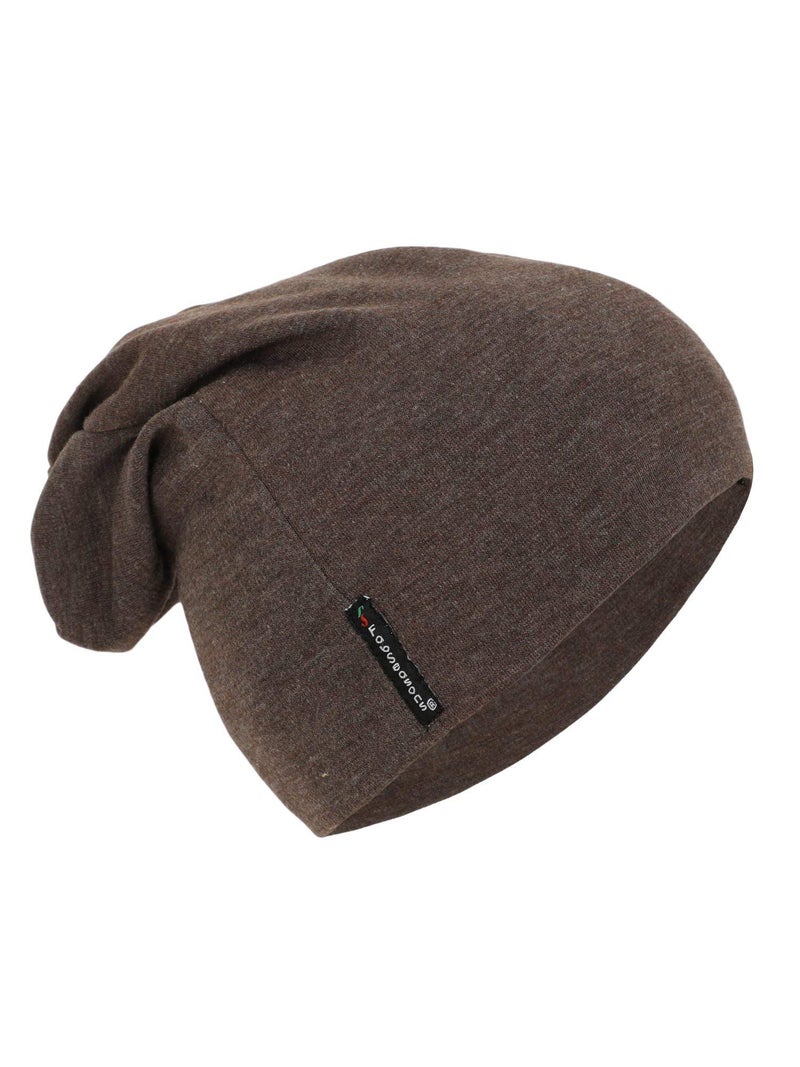 FabSeasons Cotton Blend Slouchy Beanie and Skull Cap for Summer, Winter, Autumn & Spring Season, Can be Used as a Helmet Cap Too (Brown) - Image 3