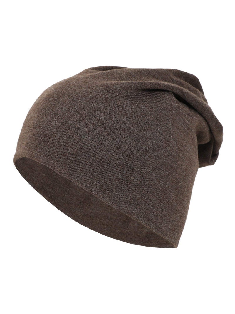 FabSeasons Cotton Blend Slouchy Beanie and Skull Cap for Summer, Winter, Autumn & Spring Season, Can be Used as a Helmet Cap Too (Brown) - Image 1
