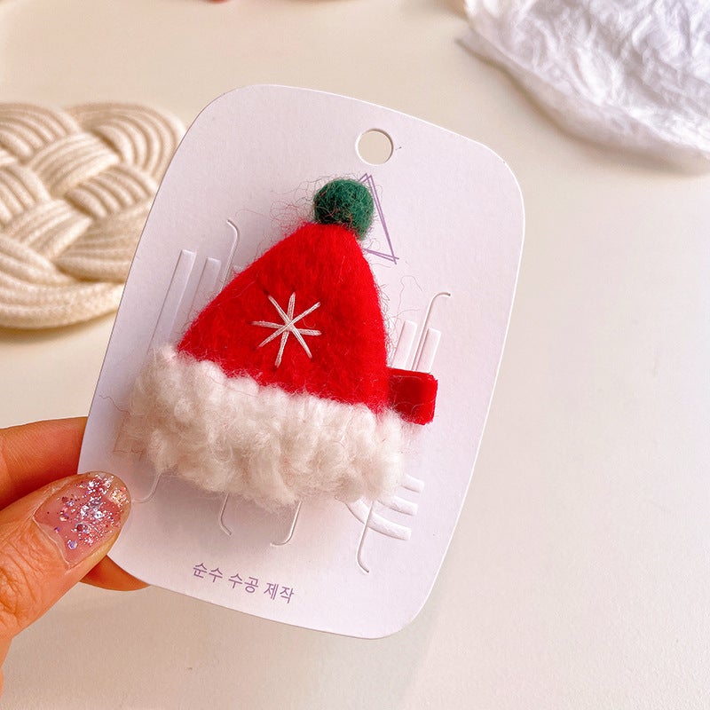 Generic Cute Christmas Reindeer Wool Felt Hair Clips for Girls Hat (duck bill clip)
