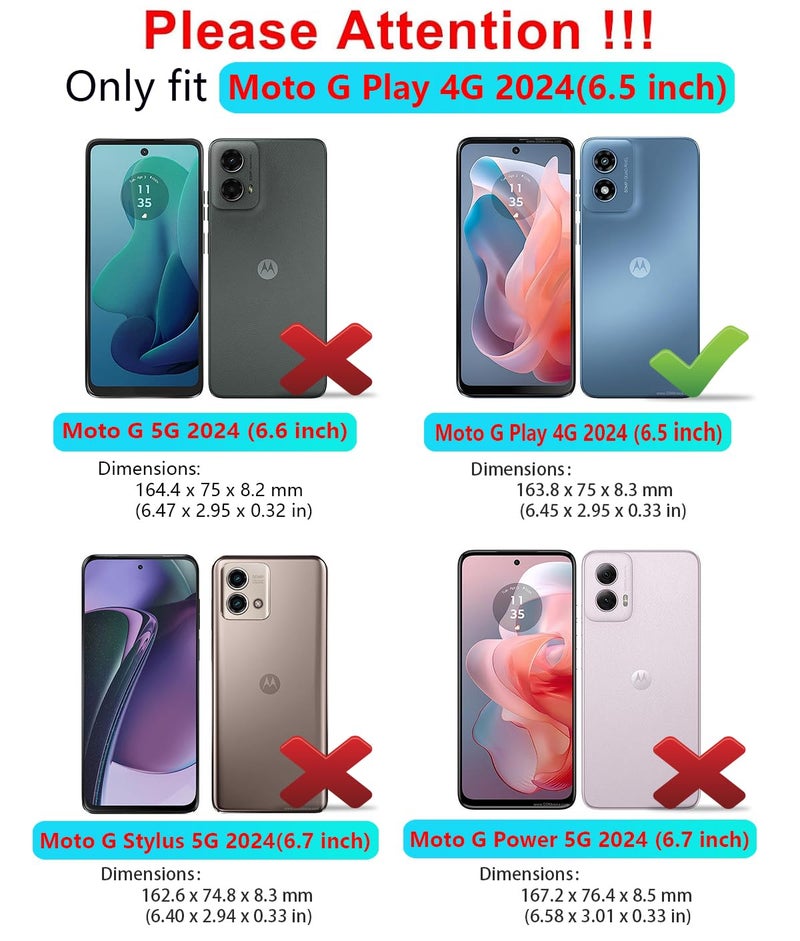 Qinmay Phone Case for Motorola Moto G Play 2024 4G Case with HD Screen Protector, Heavy Duty Shockproof & Dropproof 3-Layer Cover Phone Case for Moto G Play 2024 (WineRed Pink) - Image 2