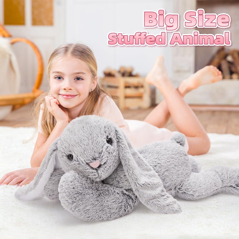 BENINY Giant Bunny Stuffed Animal 31""  Large Easter Stuffed Bunny Plush Toy for Girls Boys Kids  Big Gray Rabbit Body Pillow Gift for Chirstmas Birthday Baby Shower - Image 5