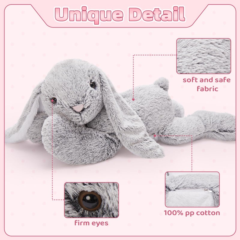 BENINY Giant Bunny Stuffed Animal 31""  Large Easter Stuffed Bunny Plush Toy for Girls Boys Kids  Big Gray Rabbit Body Pillow Gift for Chirstmas Birthday Baby Shower - Image 3