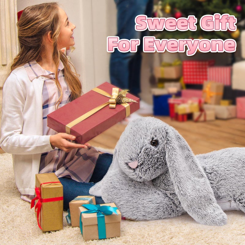 BENINY Giant Bunny Stuffed Animal 31""  Large Easter Stuffed Bunny Plush Toy for Girls Boys Kids  Big Gray Rabbit Body Pillow Gift for Chirstmas Birthday Baby Shower - Image 4