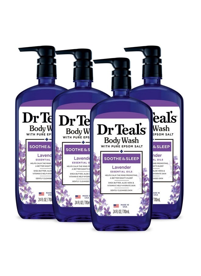 Dr Teal's - R Teal'S Body Wash With Pure Epsom Salt Soothe & Sleep With Lavender 24 Fl Oz (Pack Of 4) (Packaging May Vary) - Image 1