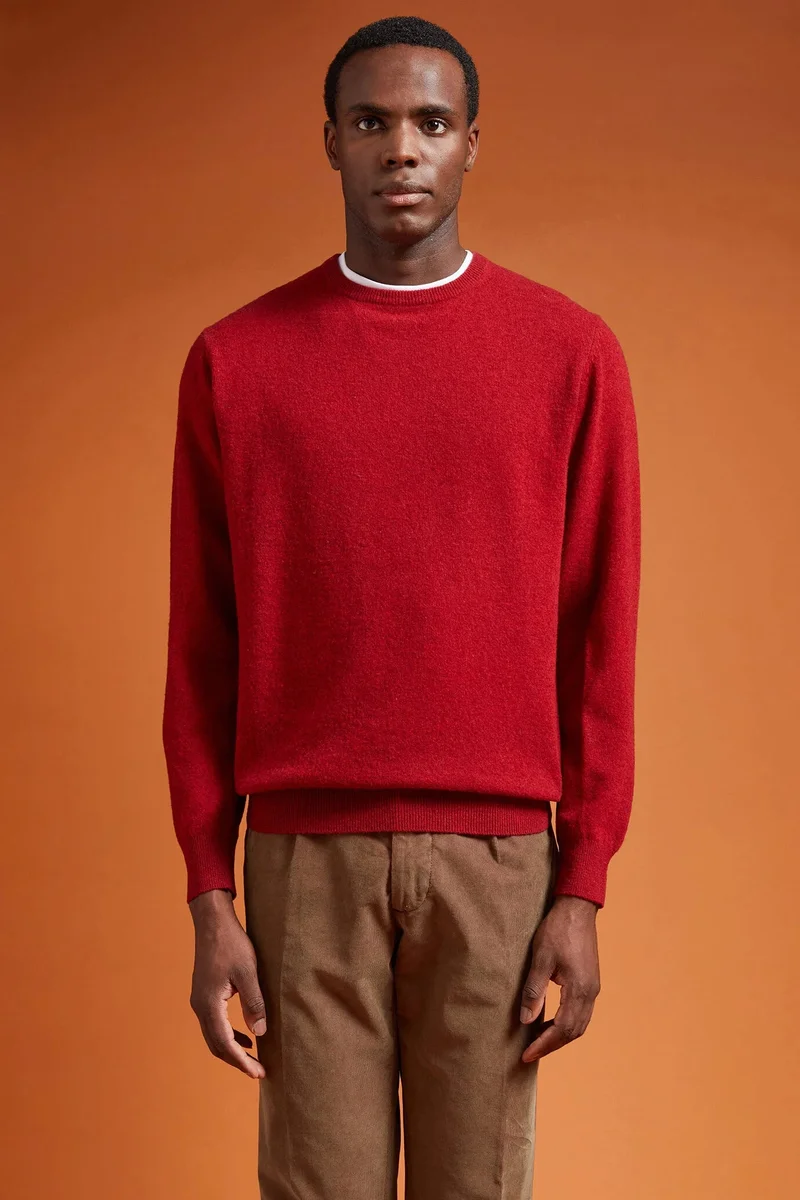 دوبل غانغر Men's regular fit lambswool jumper - Bordeaux
