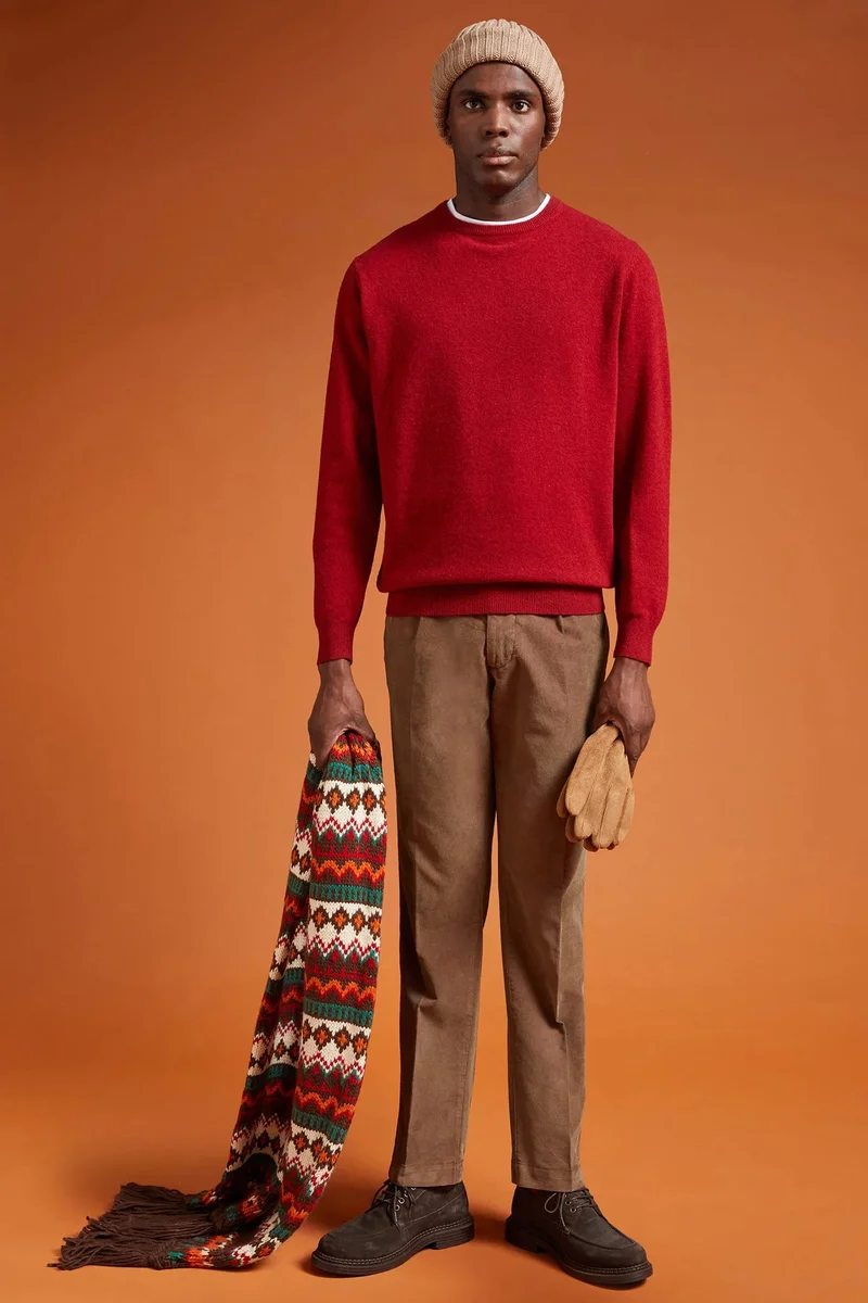 دوبل غانغر Men's regular fit lambswool jumper - Bordeaux