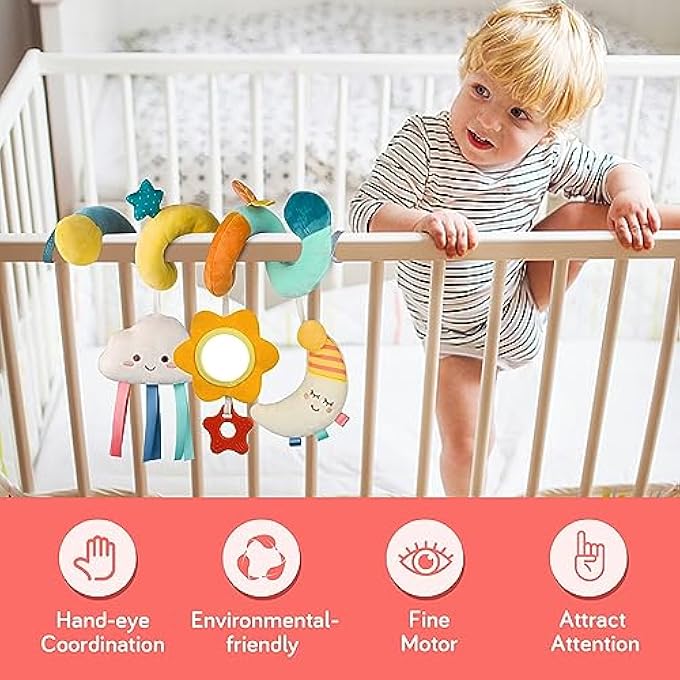 CAR SEAT TOYS INFANT TOYS 0-3 MONTHS NEWBORN TOYS, STROLLER TOYS BABY TOYS 0-3 MONTHS, BABY TOYS 0-6 MONTHS FOR CRIB MOBILE BASSINET WITH RATTLES JINGLE MIRROR TEETHER FOR 0 3 6 9 12 BOYS GIRLS BABIES - Image 3