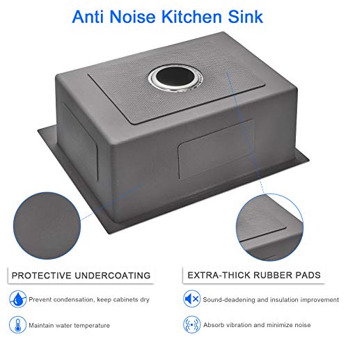MENATT 22-inch Drop in Kitchen Sink Brushed, SUS304 Stainless Steel Topmount Kitchen Bar Prep Sink, Single Bowl Workstation Kitchen Sinks, 22" x 18" x 9" - Image 5