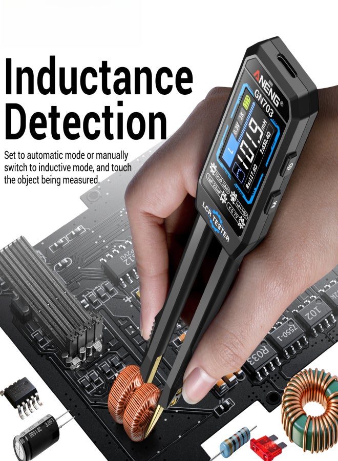 ANENG Smart Auto LCR Tweezer Meter – 100Hz/1kHz/10kHz, Resistor/Capacitance/Inductance/Semiconductor/Continuity Tester, High-Definition Color Screen, Type-C Rechargeable for SMD Components - Image 5