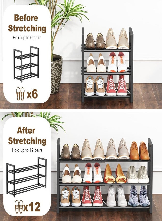 Roylvan 3-Tire Expandable Shoe Rack for Closet, 17"-31" Adjustable Free Standing Shoe Shelf Storage Fits 6-12 Pairs Shoes, Heavy Duty Reinforced Metal Shoes Organizer for Entryway Doorway Dorm - Image 3