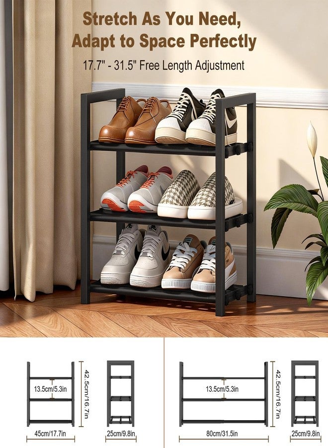Roylvan 3-Tire Expandable Shoe Rack for Closet, 17"-31" Adjustable Free Standing Shoe Shelf Storage Fits 6-12 Pairs Shoes, Heavy Duty Reinforced Metal Shoes Organizer for Entryway Doorway Dorm - Image 2