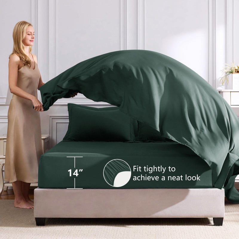 CozyLux King Size Comforter Set Forest Green - 7 Pieces Bed in a Bag King, Luxury Soft Bed Set for All Seasons, Bedding Set with Down Alternative Comforter, Sheets, Pillowcases & Shams - Image 5