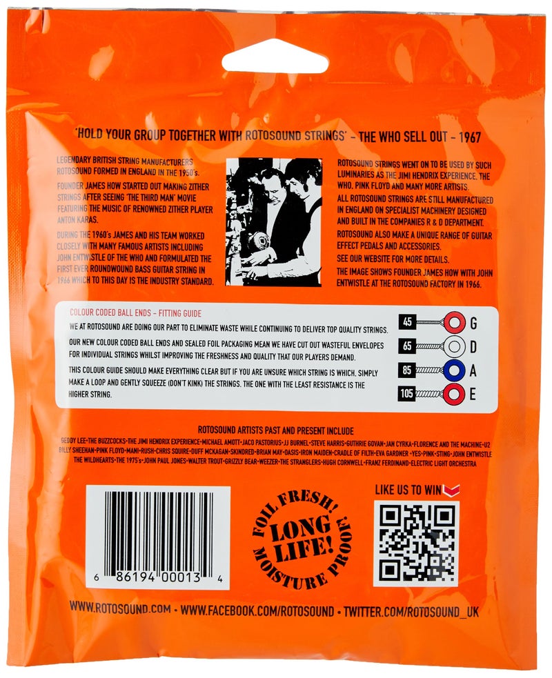 Rotosound RS66LF Swing Bass 66 Stainless Steel Bass Guitar Strings (45 65 85 105) - Image 2
