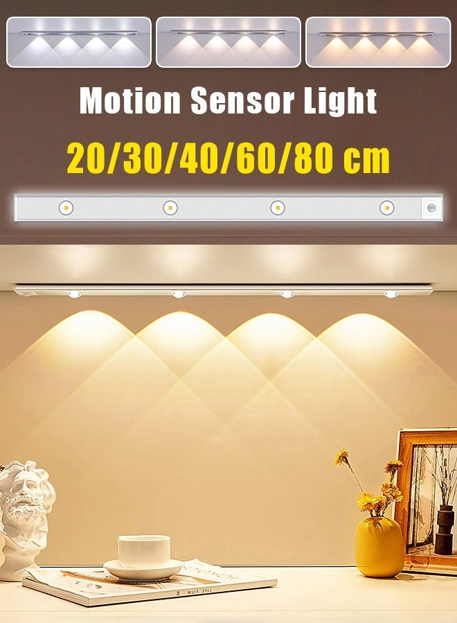 MITOYO Motion Sensor Light - Aluminum Alloy LED Light - Cordless Under Cabinet Light - White, Warm, Natural Light - Human Body Sensor - Magnetic Installation - Rechargeable Night Light for Kitchen, Staircase, Bedroom, Drawer - Image 1