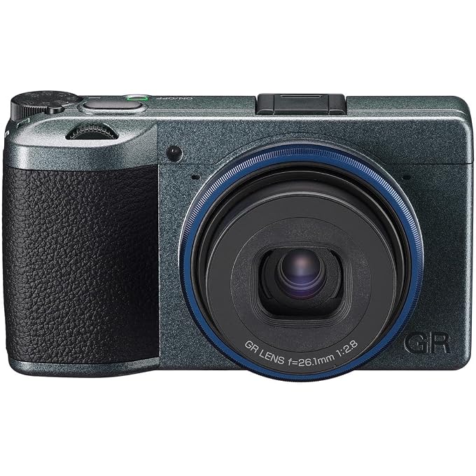 2022 Ricoh GR IIIx Urban Edition, Metallic Gray with Navy Blue, Digital Compact Camera with 24MP APS-C Size CMOS Sensor, (in The 35mm Format) (Renewed Premium) - Image 1