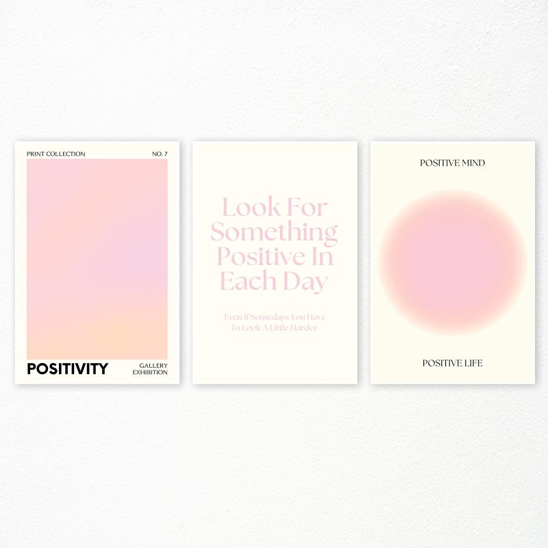 Adyggefy Pink Gradient Aura Angel Numbers Poster for Room Aesthetic 3 Piece 12x16in Pastel Positive Daily Affirmation Quotes Canavs Wall Art Abstract Minimalist Print Painting for Bedroom Unframed