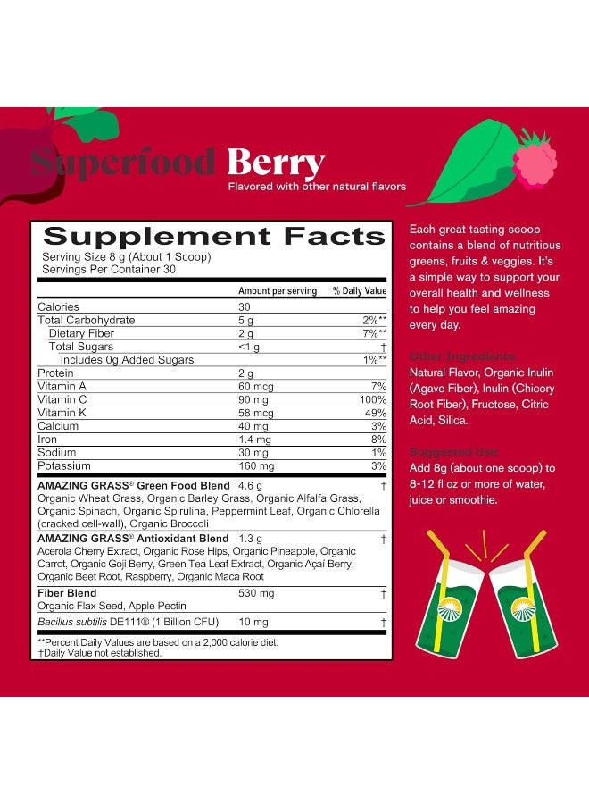 Amazing Grass Green Superfood Powder, Berry, 240 g - Image 5