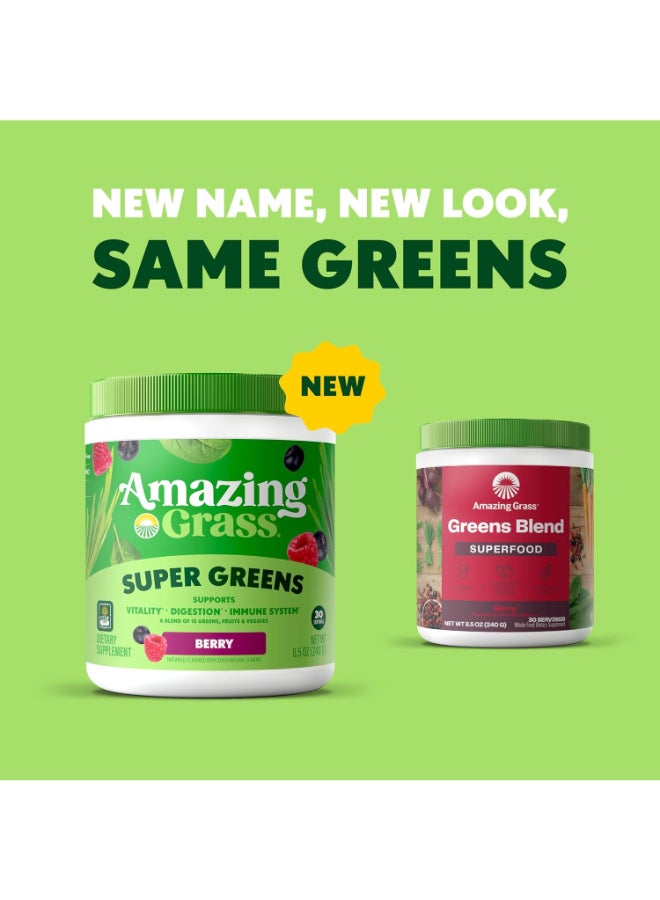 Amazing Grass Super Greens Powder, Organic, Greens Superfood Powder, Smoothie Supplements, Supports Digestion, Probiotics, Spirulina, Beet Root, Berry, 30 Servings - Image 2