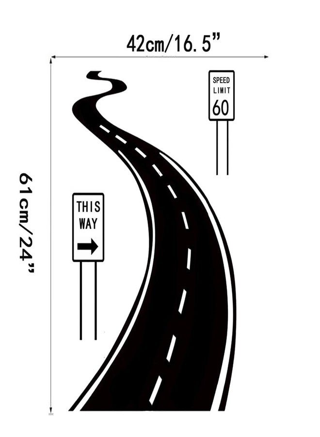 BIBITIME Living Room Sign Sticker Speed Limit 60 Sinuous Winding Road Wall Decal This Way Arrow Signboard Vinyl Decor,16.5" x 24" Bedroom Home Decoration - Image 3