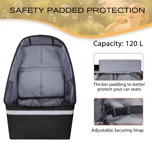 LARIPOP Car Seat Travel Bag for Airplane,Infant Seat Travel Bag with Shoulder Strap,Padded Car Seats Backpack with Reflective Stripes,Large Carseat Carrier Bag Travel Car Seat Cover, Black - Image 4
