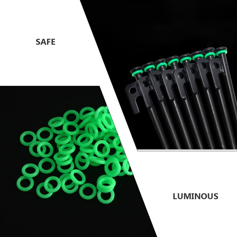 Green Fluorescent Tent Stakes 100 Pcs with Glow Rings for Night Visibility Outdoor Camping Accessories - Image 4
