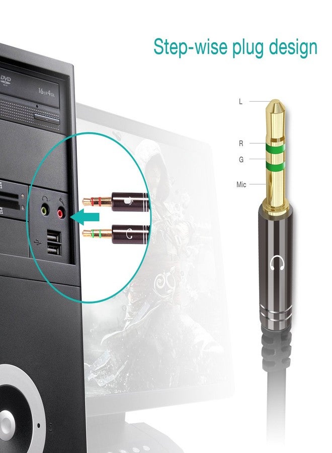 KINGTOP Headphone Splitter, 3.5mm Headset Splitter, Headphone Mic Splitter Cable for Headset to Older Laptops/PCs - Image 4