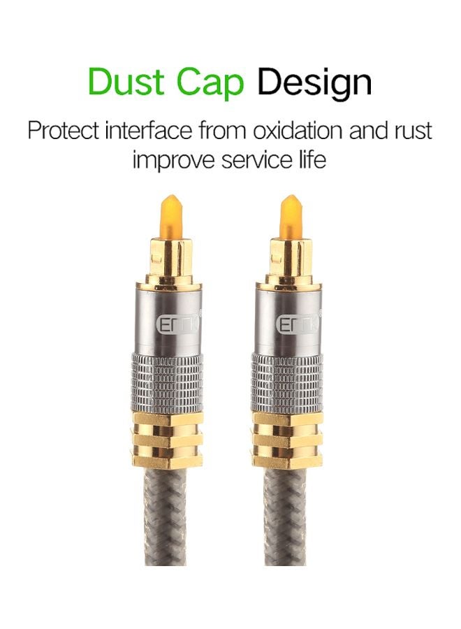 Gold Plated Metal Head Optical Audio Cable Grey - Image 5