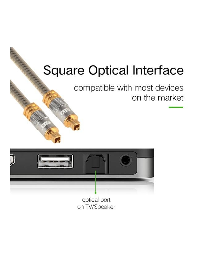 Gold Plated Metal Head Optical Audio Cable Grey - Image 4