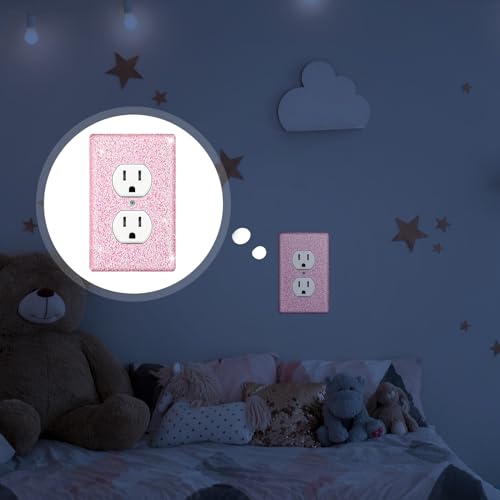 Yexiya 4 Pcs Glitter Light Switch Covers Glitter Bling Outlet Wall Plate Covers Preppy Gift for Nursery Decor Women Teens Room Decor(Pink) - Image 4