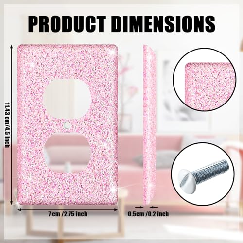 Yexiya 4 Pcs Glitter Light Switch Covers Glitter Bling Outlet Wall Plate Covers Preppy Gift for Nursery Decor Women Teens Room Decor(Pink) - Image 2