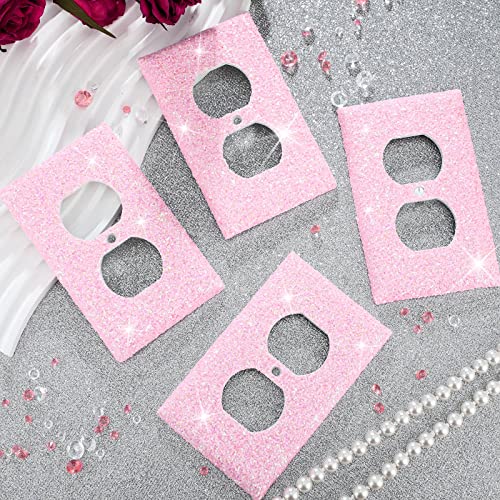 Yexiya 4 Pcs Glitter Light Switch Covers Glitter Bling Outlet Wall Plate Covers Preppy Gift for Nursery Decor Women Teens Room Decor(Pink) - Image 5