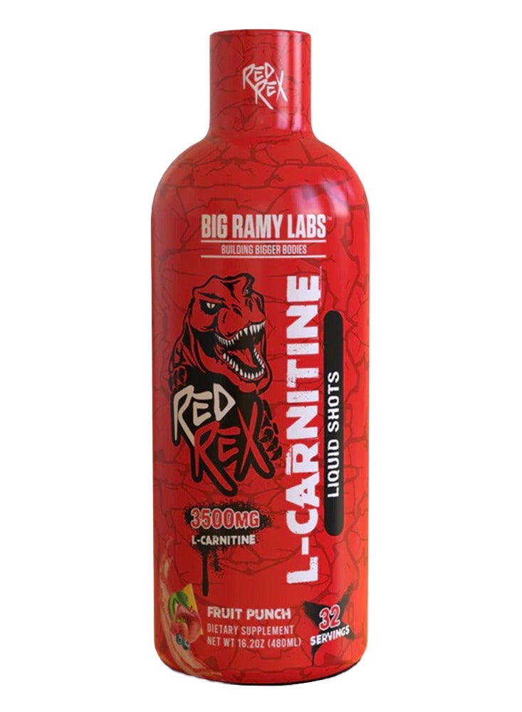 Red Rex L-Carnitine Liquid 3500mg, Fruit Punch Flavor – Low Calorie, Gluten Free, Fitness & Active Lifestyle Supplement
