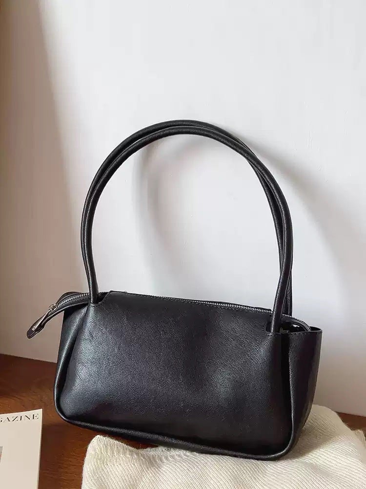 SheSelects Women’s Soft Leather Retro Hobo Shoulder Bag Everyday Work Bag for Everyday City Outfits - Black - Image 1