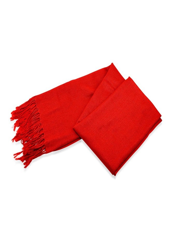GEARONIC Soft Pashmina Scarf for Women Shawl Wrap Scarves Lady Women's Scarfs in Solid Colors - Red - Image 2