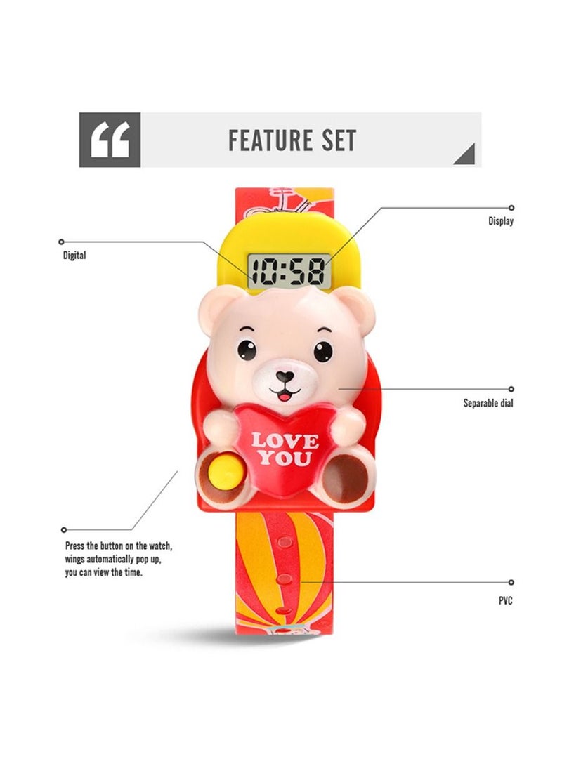 Cute Bear Shape Children Digital Watch 1748 Red  - Image 4