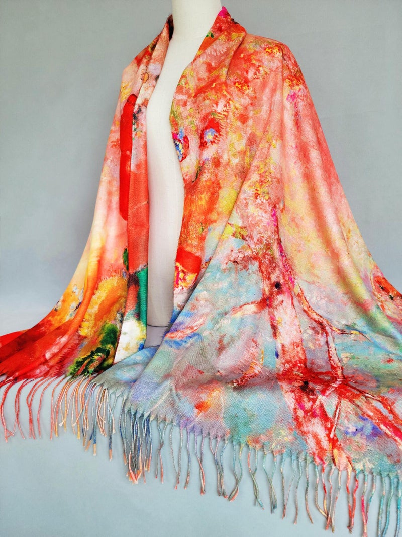 VENVSBEE Reversible Scarf Soft Large Shawl Wrap Blanket Double Sided Art Print Warm Pashmina Stoles Klimt Van Gogh Gifts-12 - Image 5